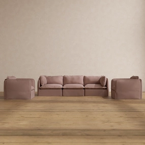Slipcover Only - Modular Washable 3-Seater Sofa   Armchair Set in Sakura