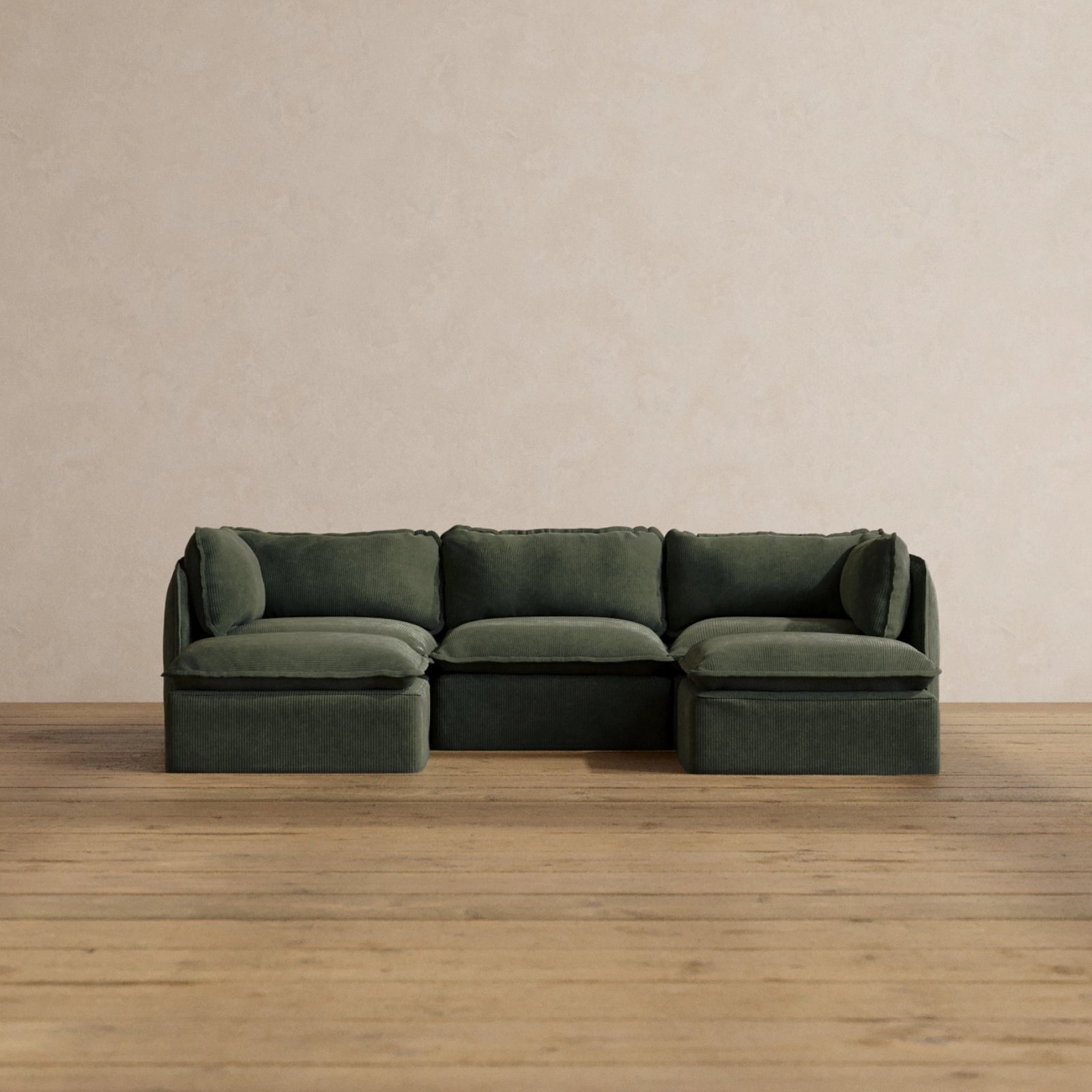 Slipcover Only - Modular Washable 3-Seater U-Sectional in Olivine