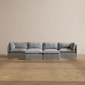 Slipcover Only - Modular Washable 4-Seater   Bench Ottoman in Pumice