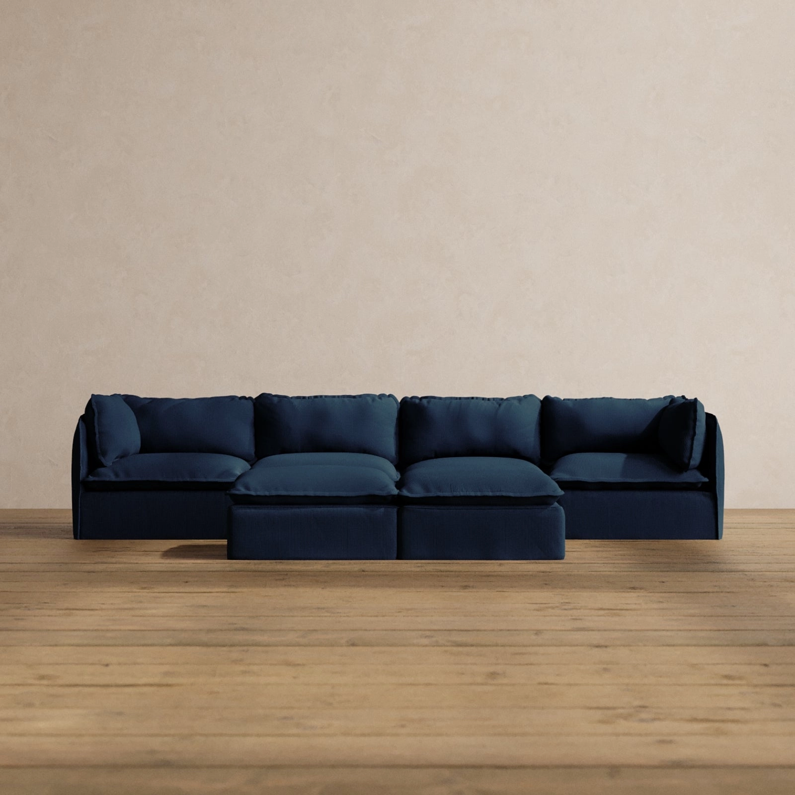 Slipcover Only - Modular Washable 4-Seater   Bench Ottoman in Sumi