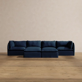 Slipcover Only - Modular Washable 4-Seater   Bench Ottoman in Sumi