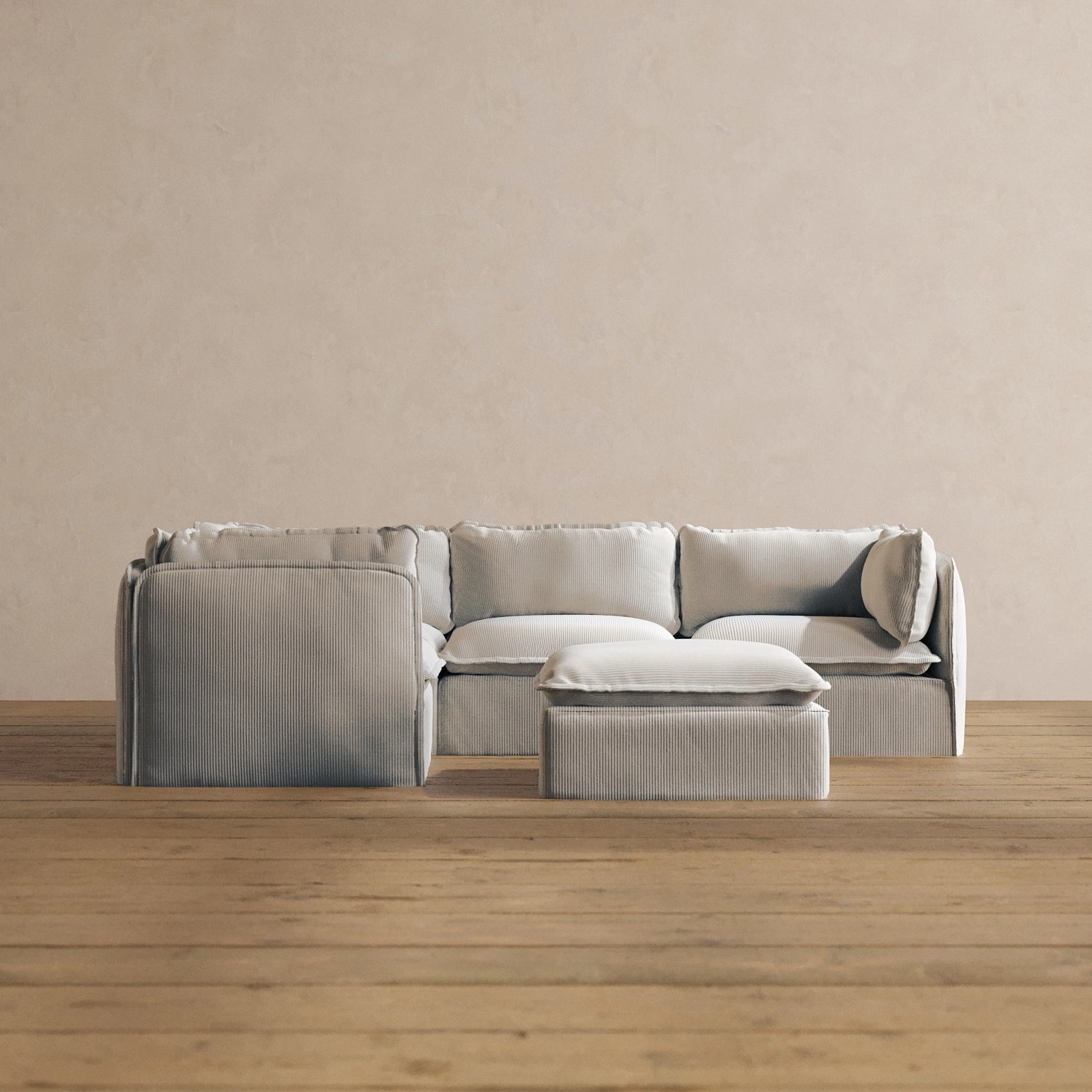 Slipcover Only - Modular Washable 4-Seater Corner Sectional   Ottoman in Milk