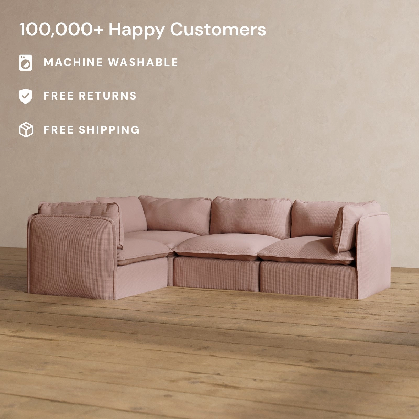 Slipcover Only - Modular Washable 4-Seater Corner Sectional in Sakura