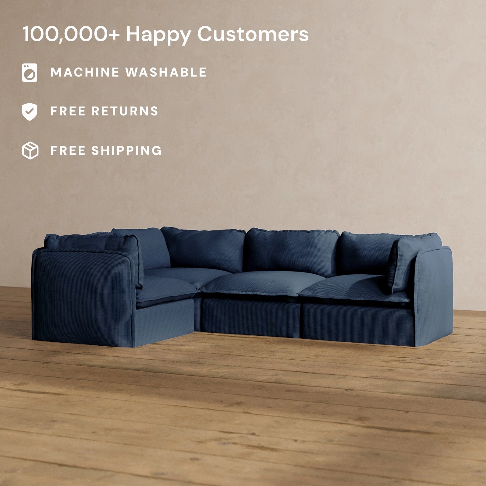 Slipcover Only - Modular Washable 4-Seater Corner Sectional in Sumi