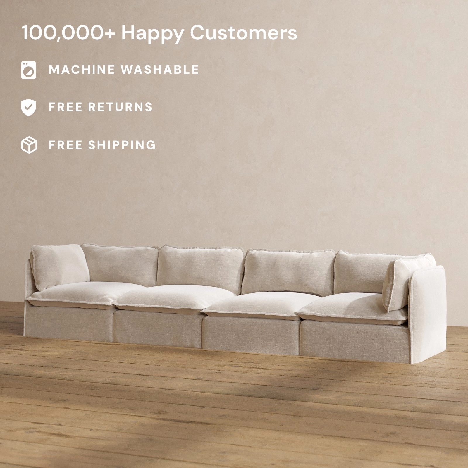 Slipcover Only - Modular Washable 4-Seater in Mist