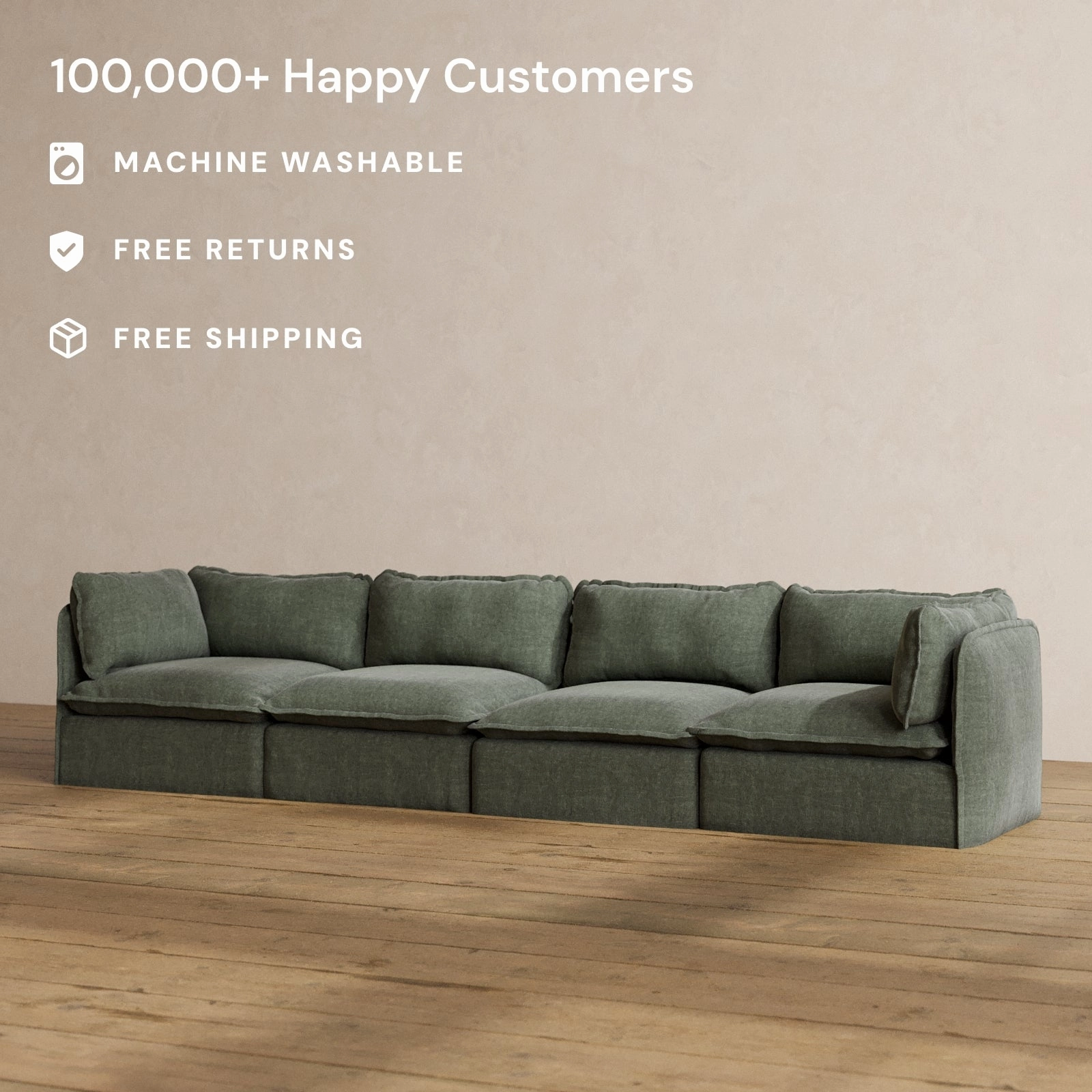 Slipcover Only - Modular Washable 4-Seater in Willow