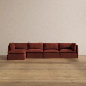 Slipcover Only - Modular Washable 4-Seater Sectional in Rust
