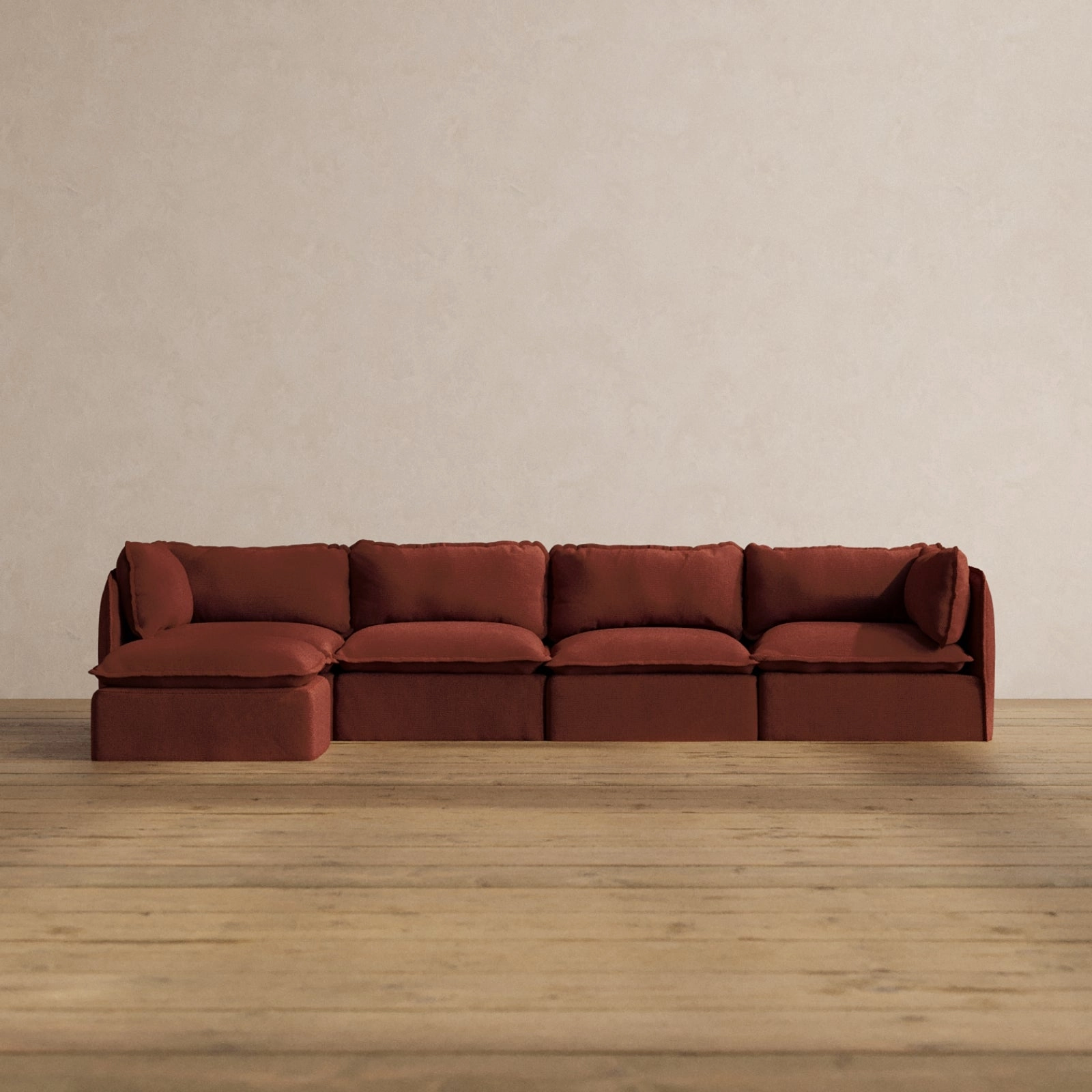 Slipcover Only - Modular Washable 4-Seater Sectional in Rust