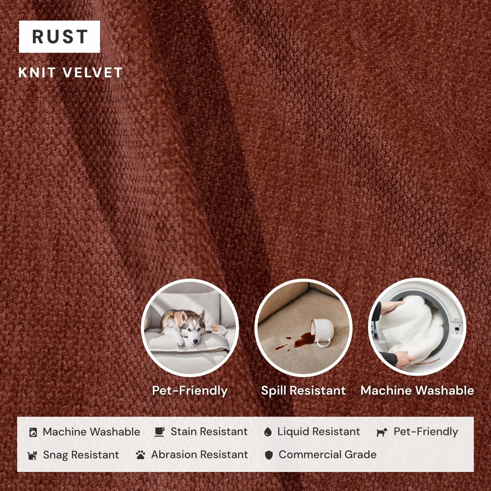 Slipcover Only - Modular Washable 4-Seater Sectional in Rust