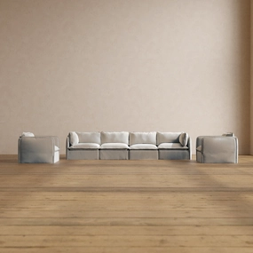 Slipcover Only - Modular Washable 4-Seater Sofa   Armchair Set in Milk