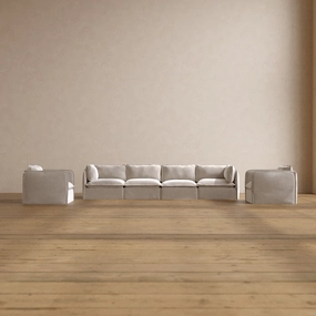 Slipcover Only - Modular Washable 4-Seater Sofa   Armchair Set in Mist