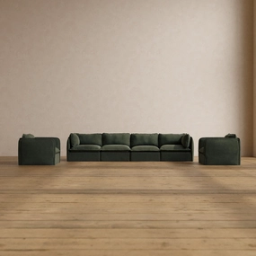 Slipcover Only - Modular Washable 4-Seater Sofa   Armchair Set in Olivine