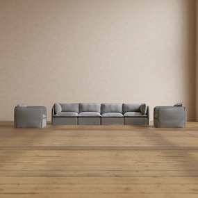 Slipcover Only - Modular Washable 4-Seater Sofa   Armchair Set in Pumice