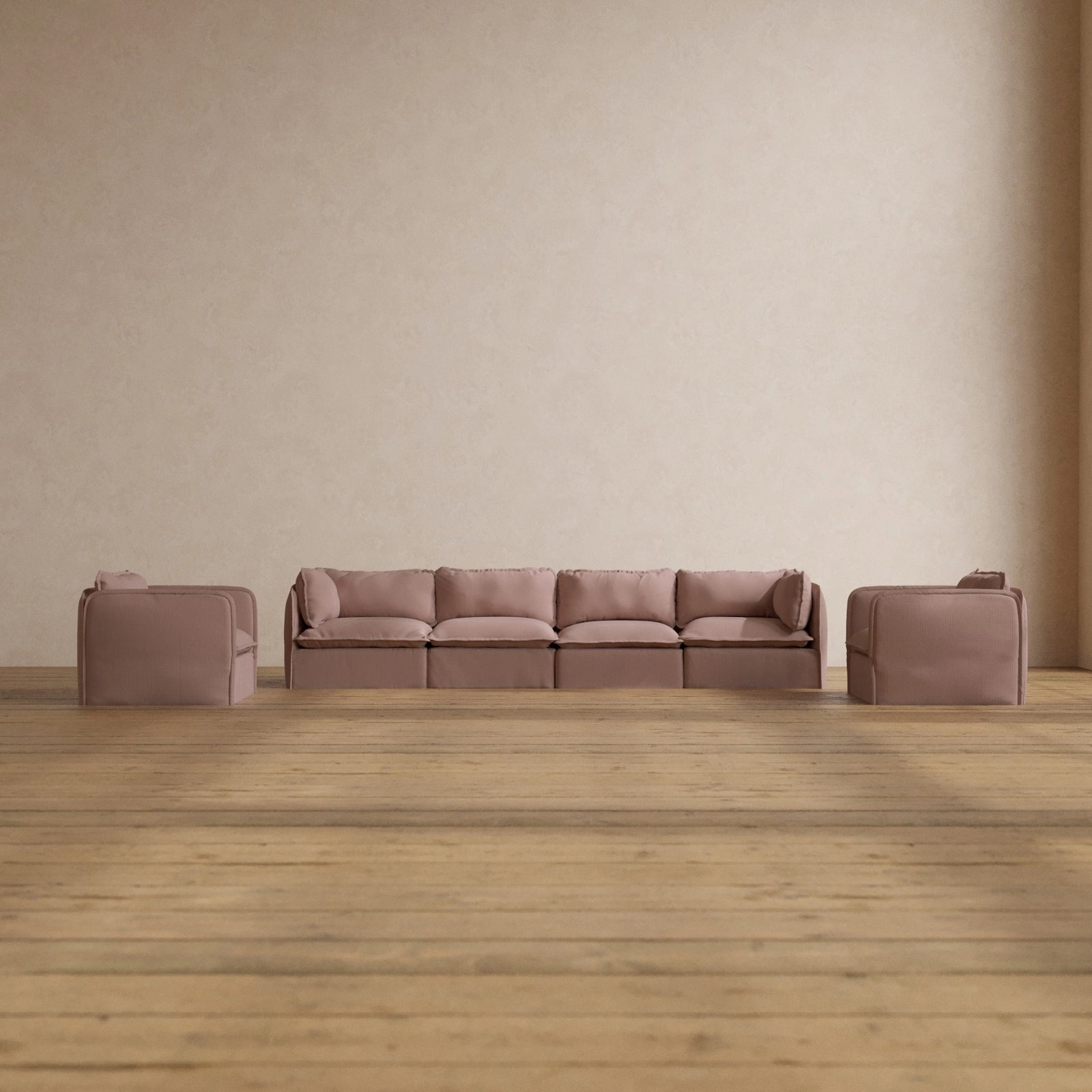 Slipcover Only - Modular Washable 4-Seater Sofa   Armchair Set in Sakura