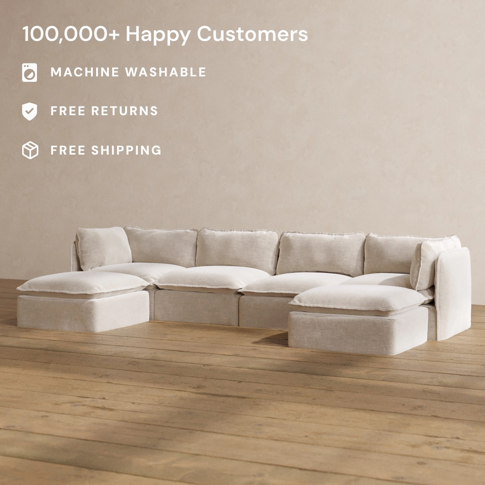 Slipcover Only - Modular Washable 4-Seater U-Sectional in Mist