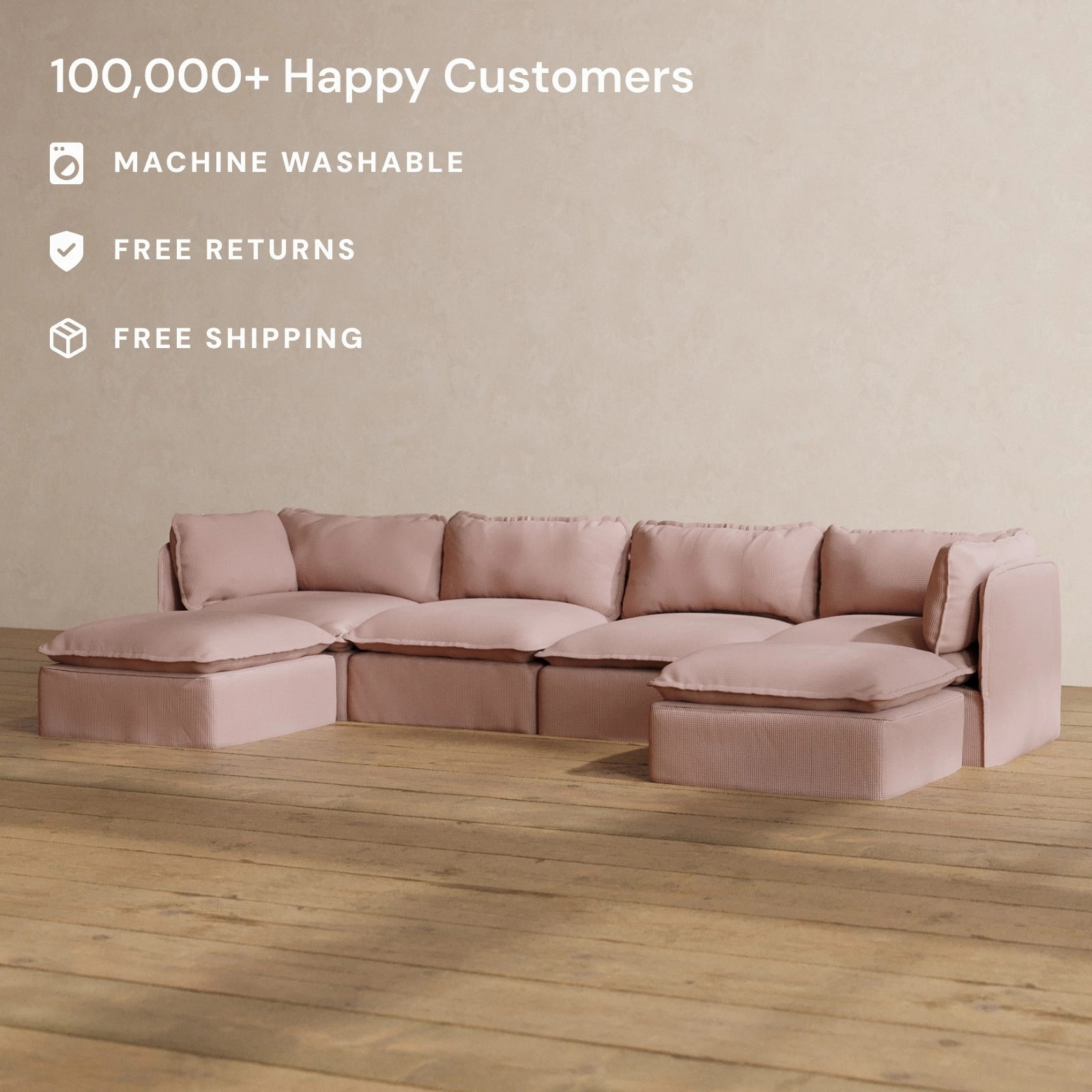 Slipcover Only - Modular Washable 4-Seater U-Sectional in Sakura