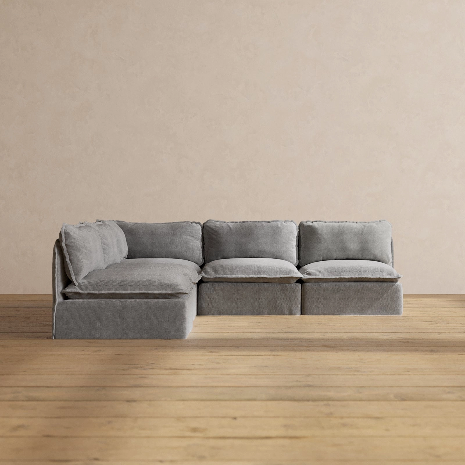 Slipcover Only - Modular Washable 5-Seater Open-Ends Corner Sectional in Ash