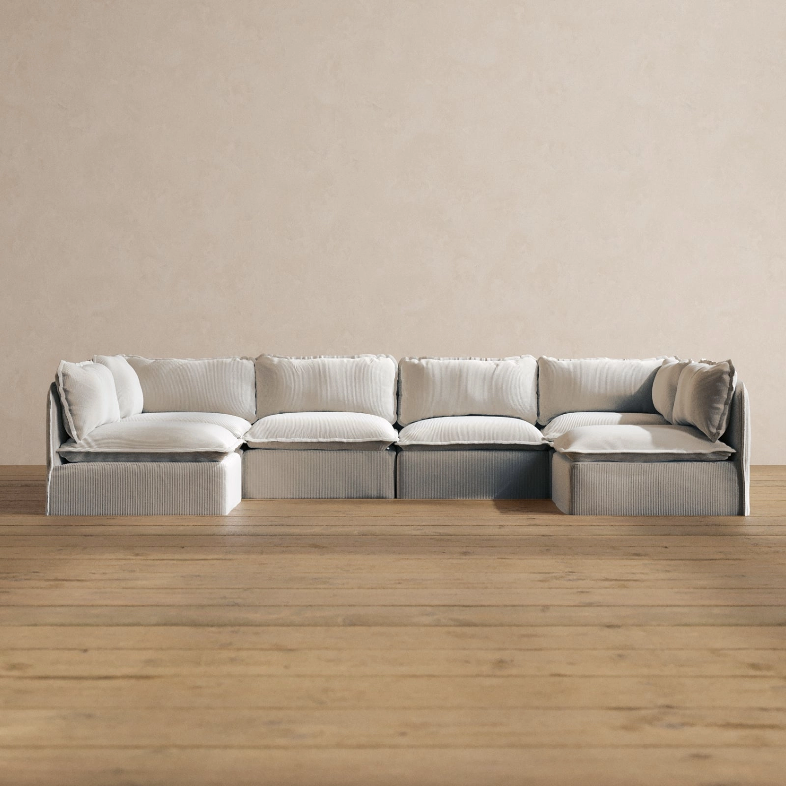 Slipcover Only - Modular Washable 6-Seater Open-Ends U-Sectional in Milk