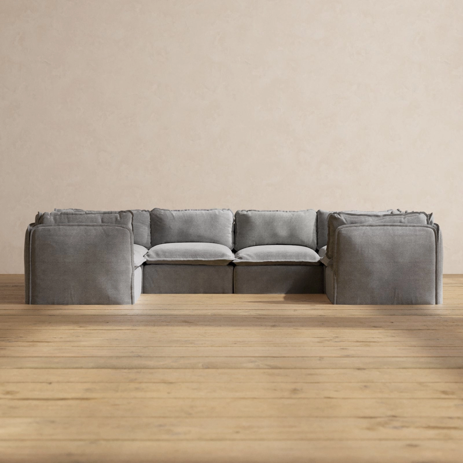 Slipcover Only - Modular Washable 6-Seater U-Sectional in Ash