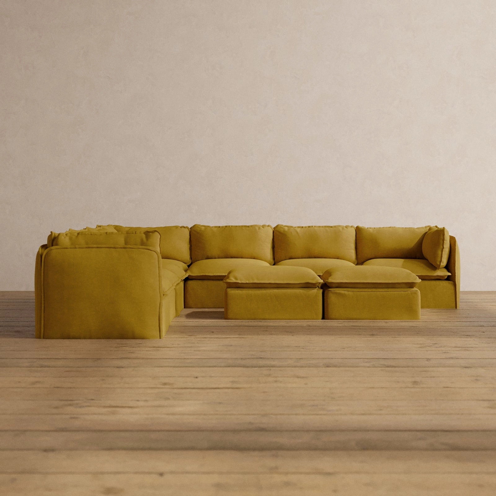 Slipcover Only - Modular Washable 7-Seater Corner Sectional   Bench Ottoman in Kiiro
