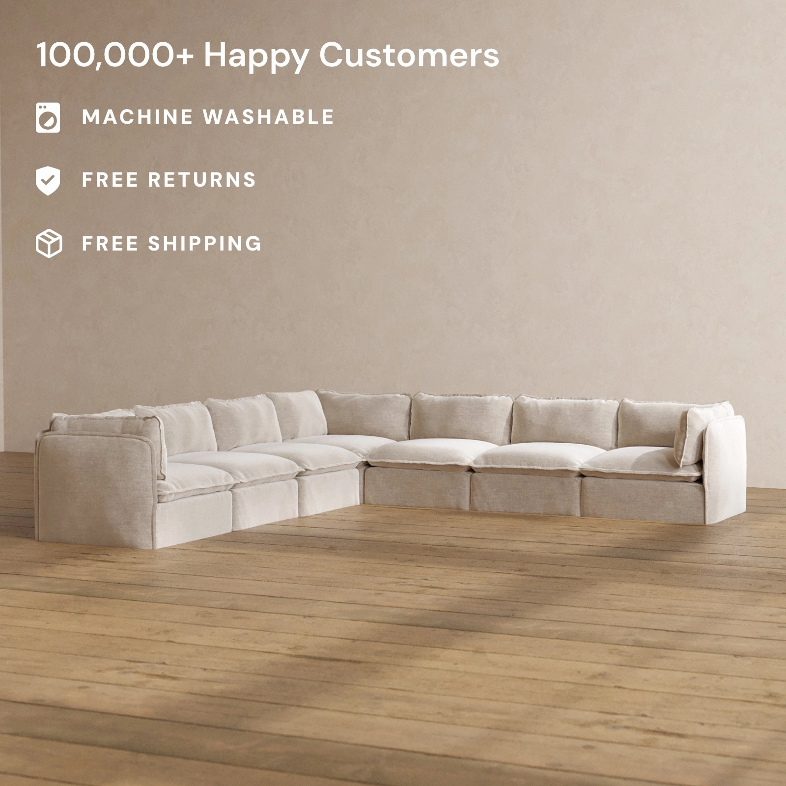 Slipcover Only - Modular Washable 7-Seater Corner Sectional in Mist