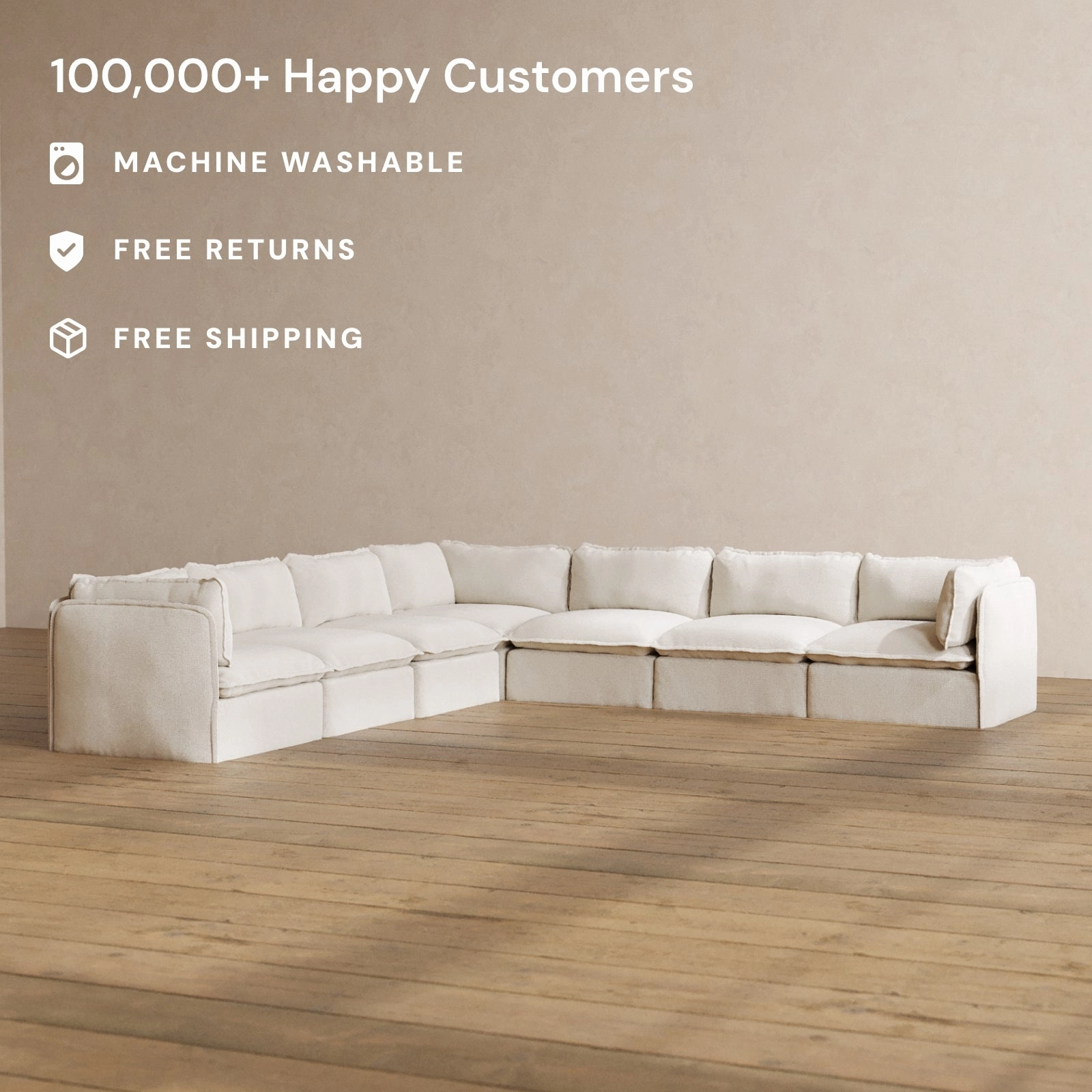 Slipcover Only - Modular Washable 7-Seater Corner Sectional in Powder