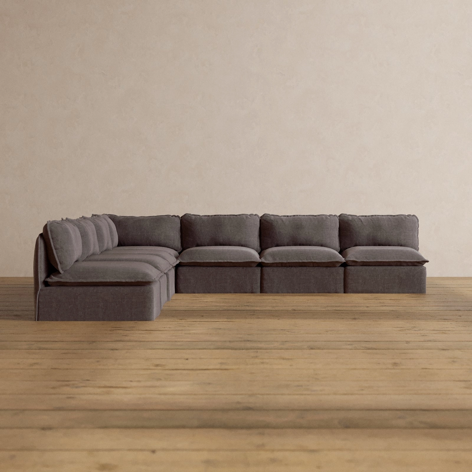 Slipcover Only - Modular Washable 7-Seater Open-Ends Corner Sectional in Caviar