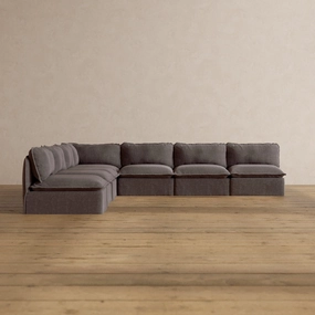 Slipcover Only - Modular Washable 7-Seater Open-Ends Corner Sectional in Caviar