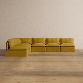 Slipcover Only - Modular Washable 7-Seater Open-Ends Corner Sectional in Kiiro