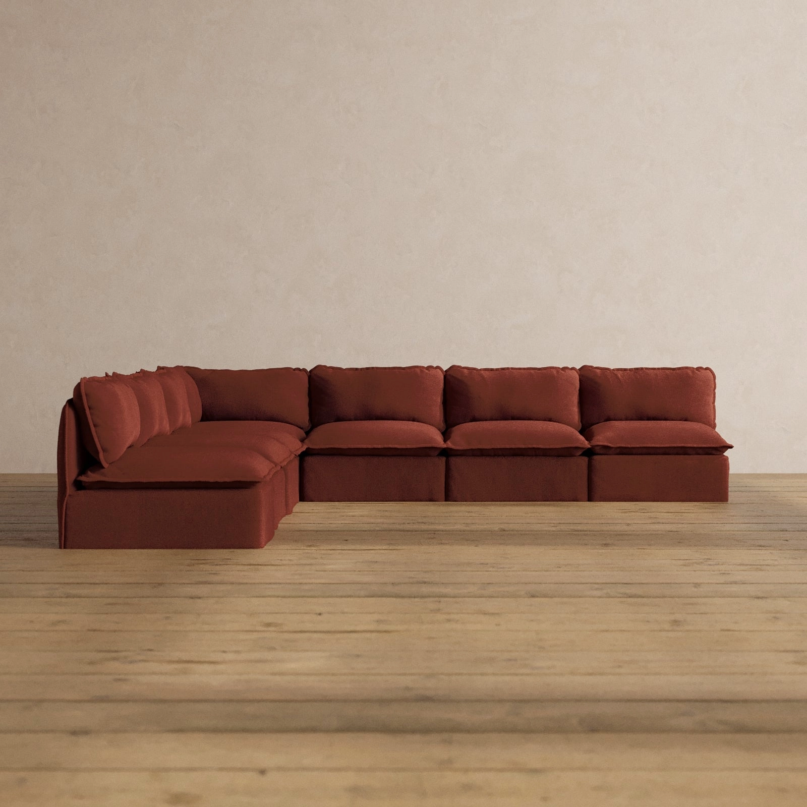 Slipcover Only - Modular Washable 7-Seater Open-Ends Corner Sectional in Rust