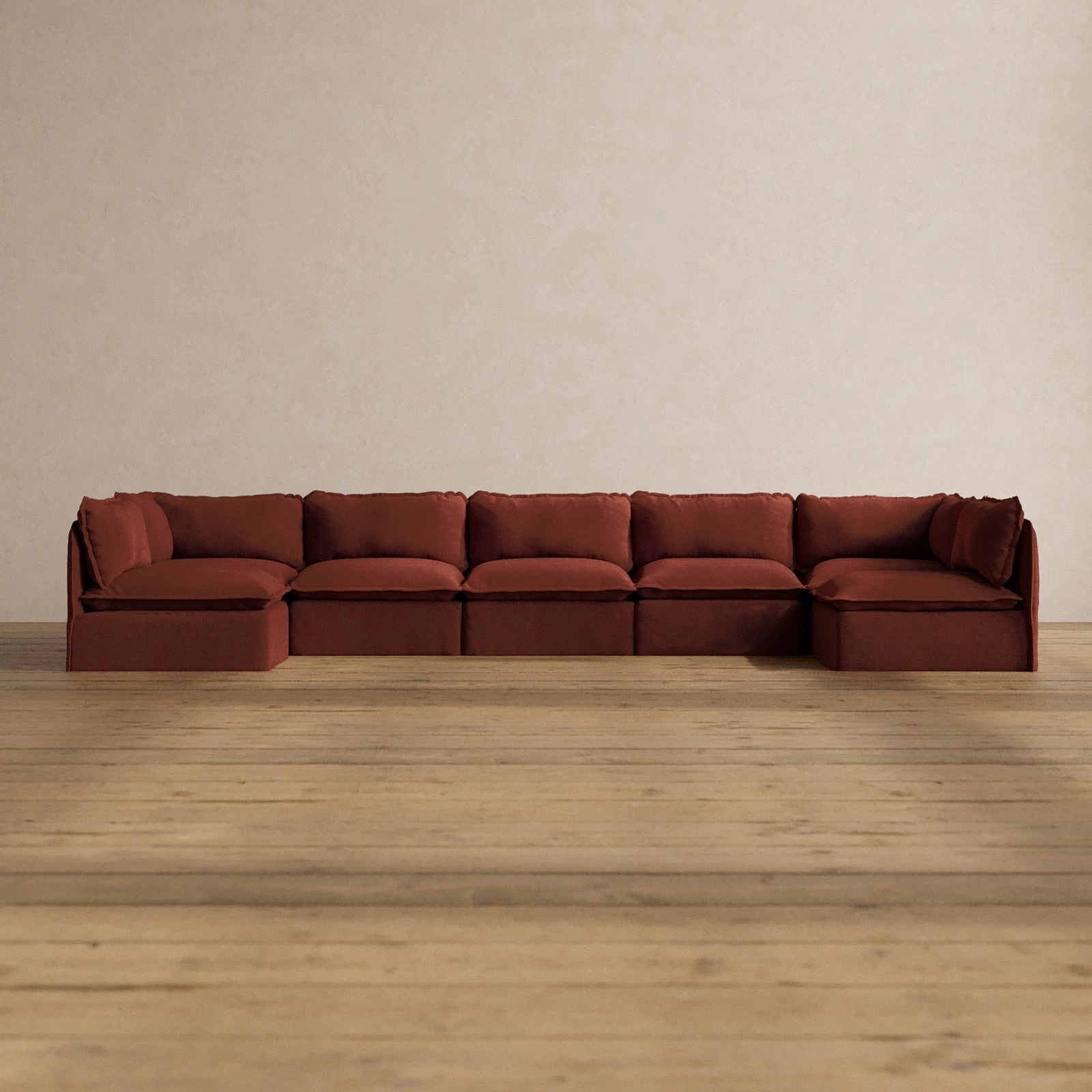 Slipcover Only - Modular Washable 7-Seater Open-Ends U-Sectional in Rust