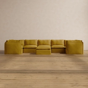 Slipcover Only - Modular Washable 7-Seater U-Sectional   Ottoman in Kiiro