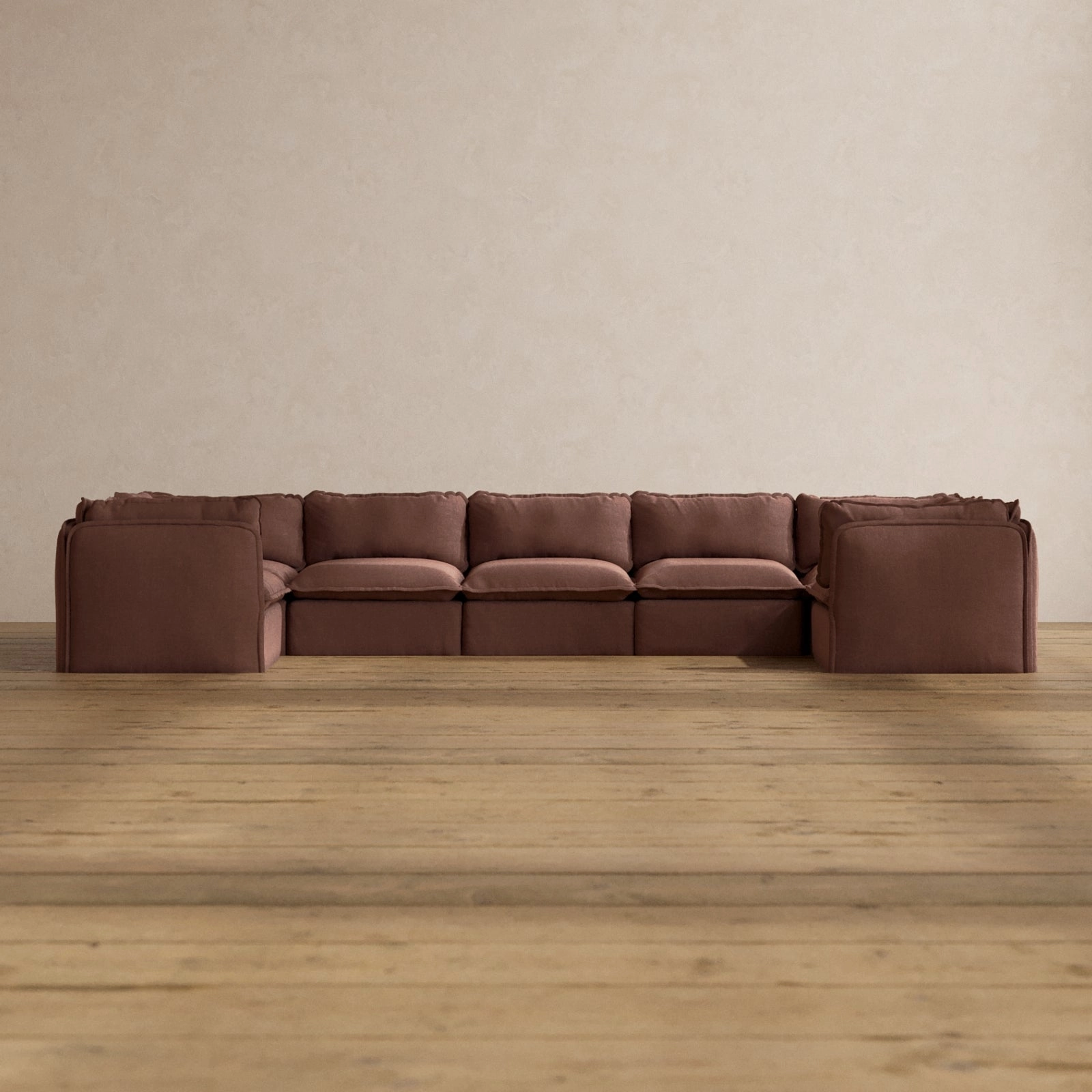 Slipcover Only - Modular Washable 7-Seater U-Sectional in Chestnut