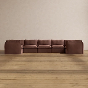Slipcover Only - Modular Washable 7-Seater U-Sectional in Chestnut