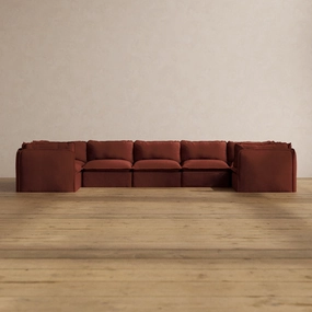 Slipcover Only - Modular Washable 7-Seater U-Sectional in Rust