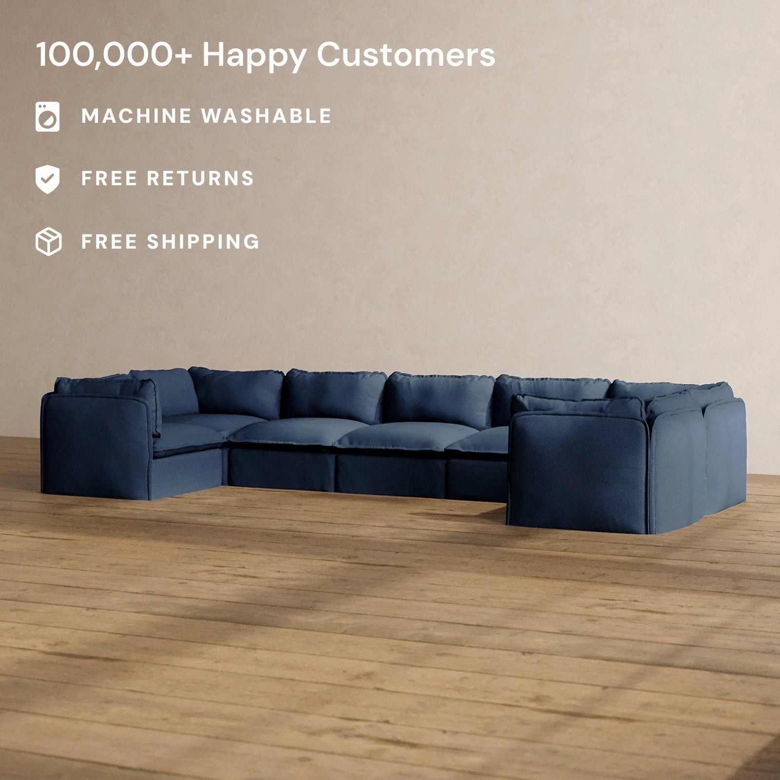 Slipcover Only - Modular Washable 7-Seater U-Sectional in Sumi