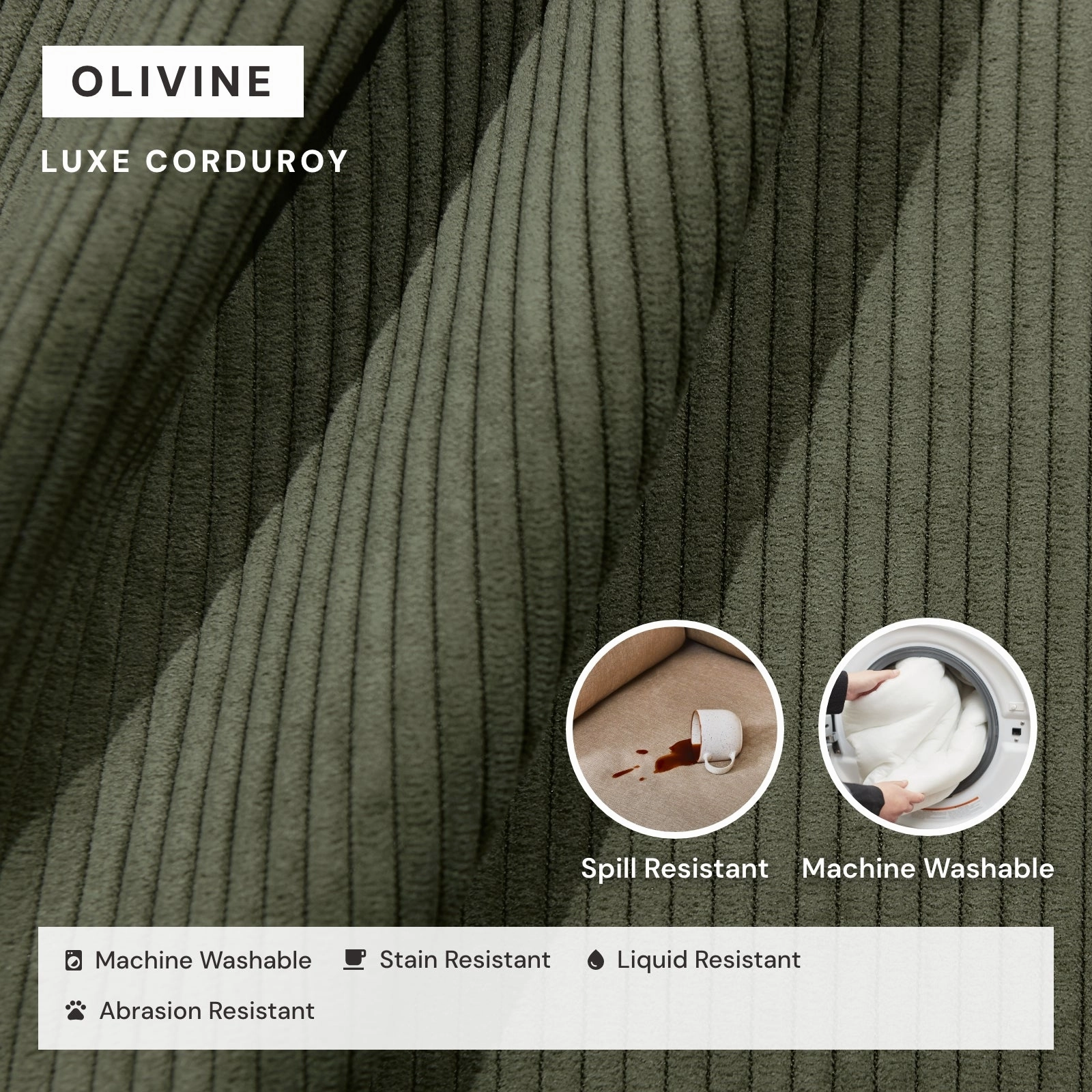 Slipcover Only - Modular Washable 8-Seater U-Sectional in Olivine