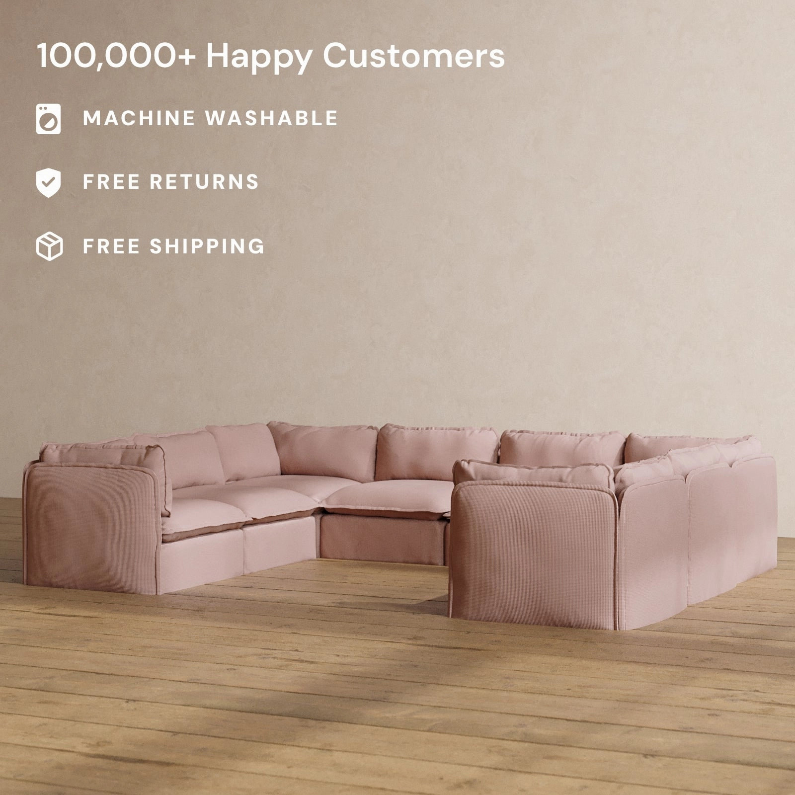 Slipcover Only - Modular Washable 8-Seater U-Sectional in Sakura
