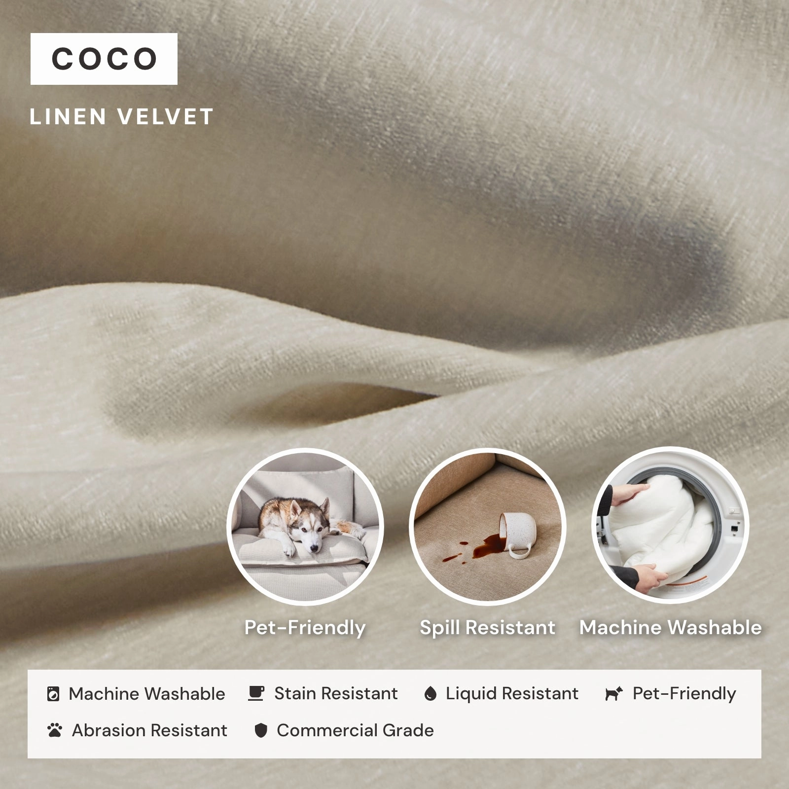 Slipcover Only - Modular Washable 9-Seater U-Sectional in Coco