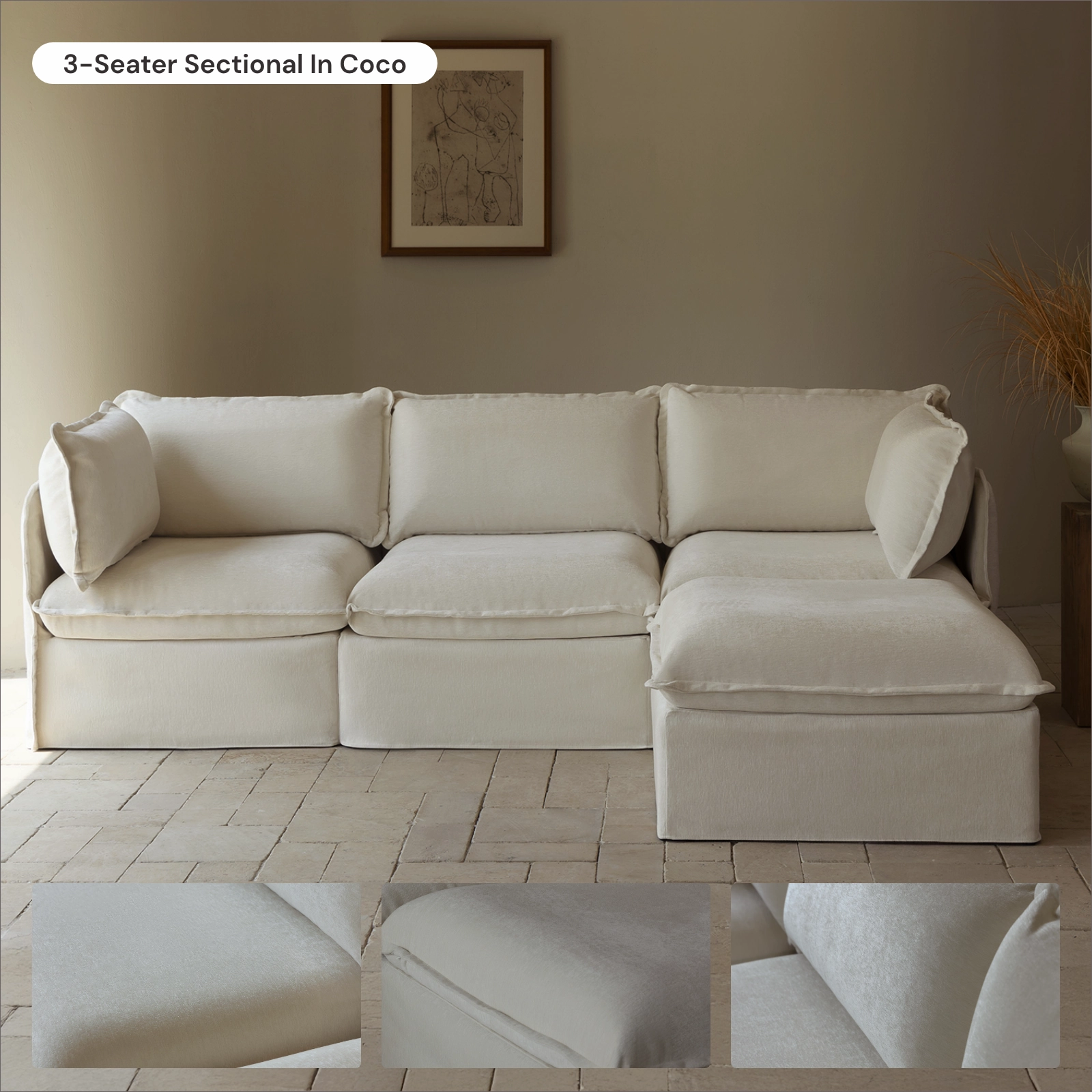Slipcover Only - Modular Washable 9-Seater U-Sectional in Coco