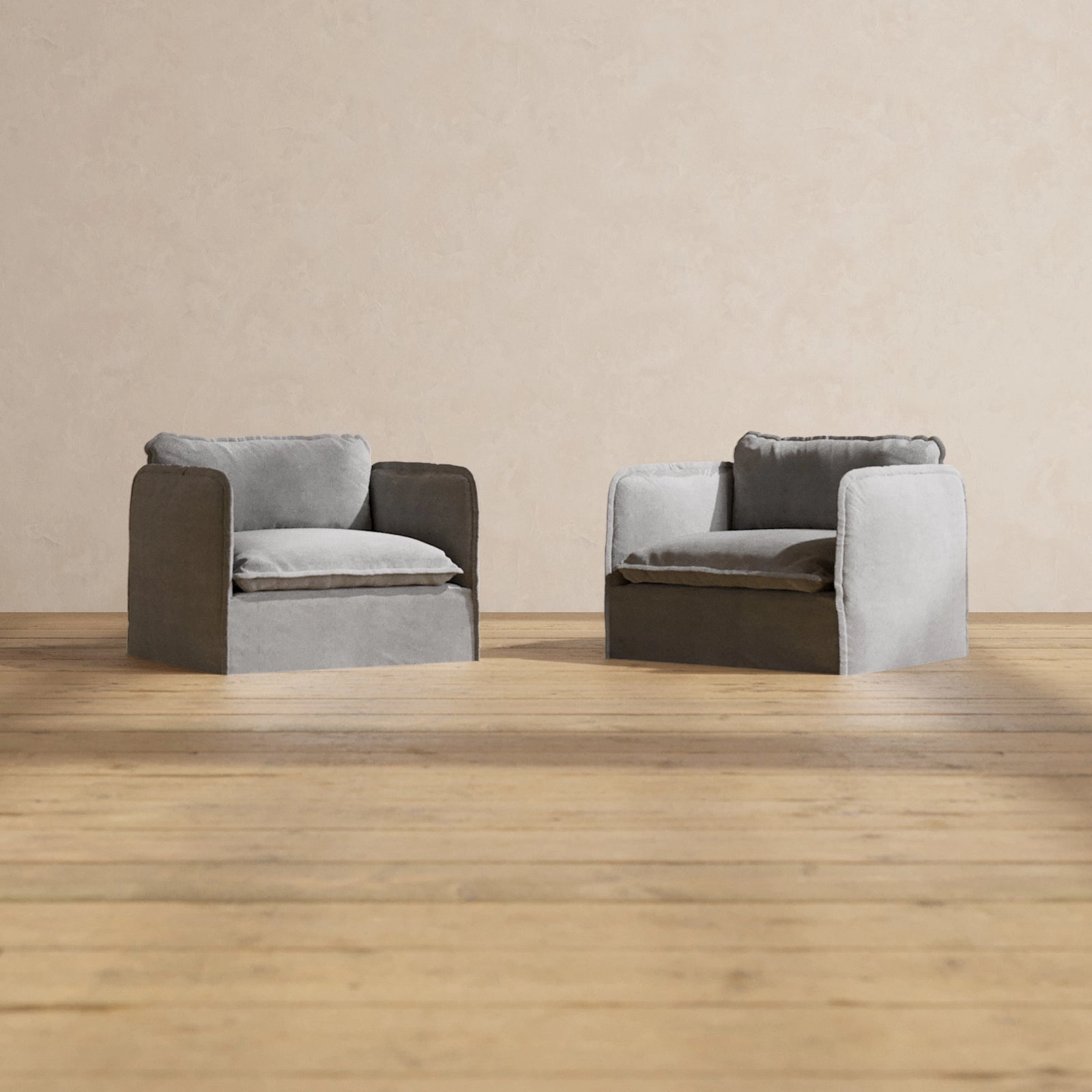 Slipcover Only - Modular Washable Armchair Set in Ash