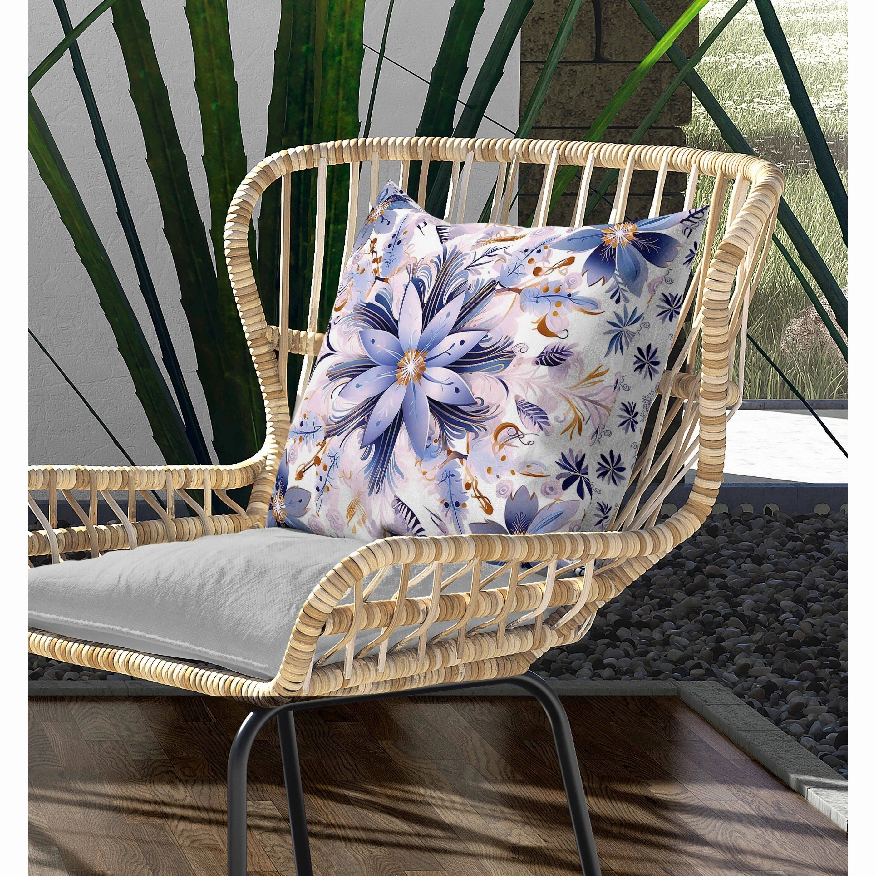 Snowy Crest Indoor/Outdoor Reversible Throw Pillow White and Pink