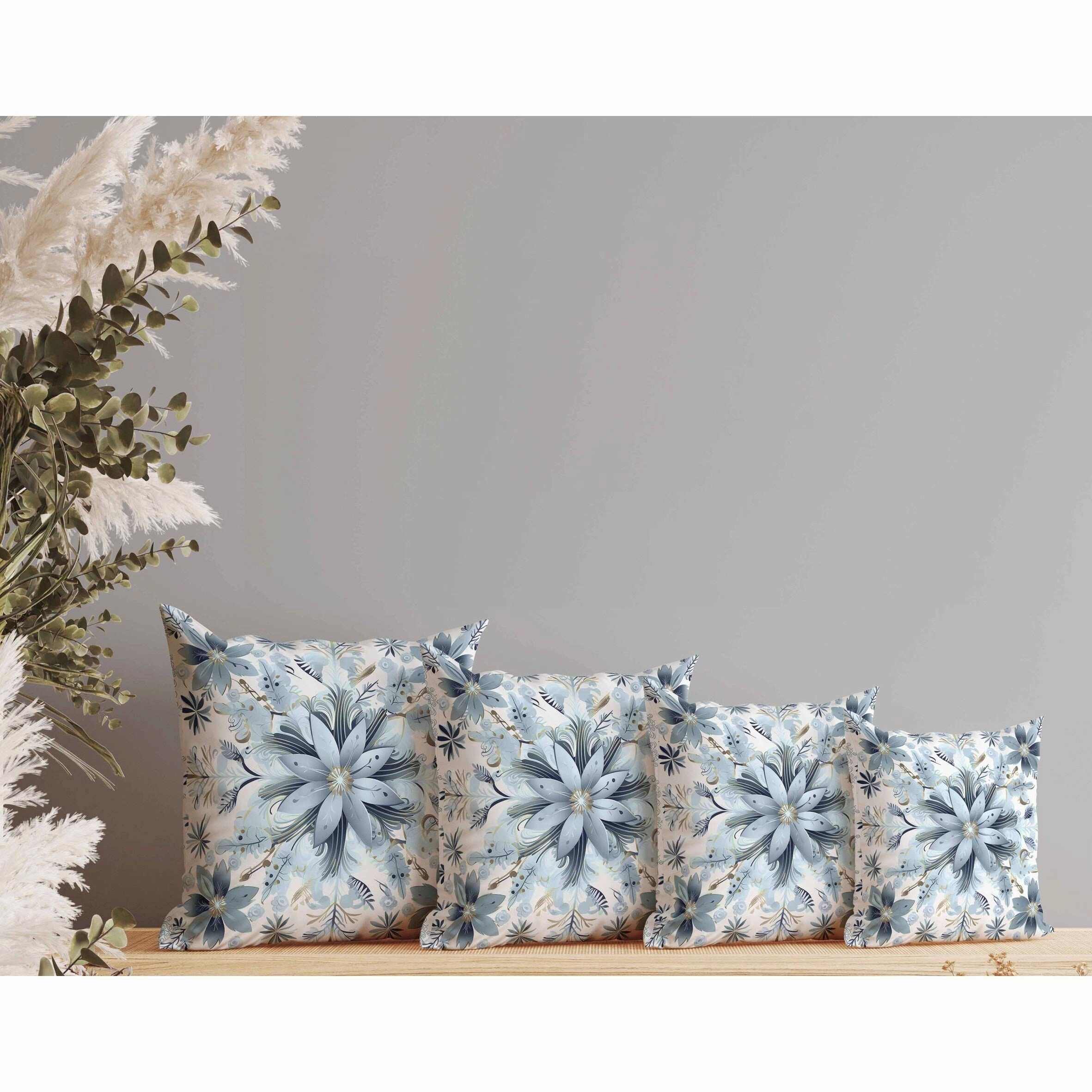 Snowy Crest Indoor/Outdoor Reversible Throw Pillow White and Steel