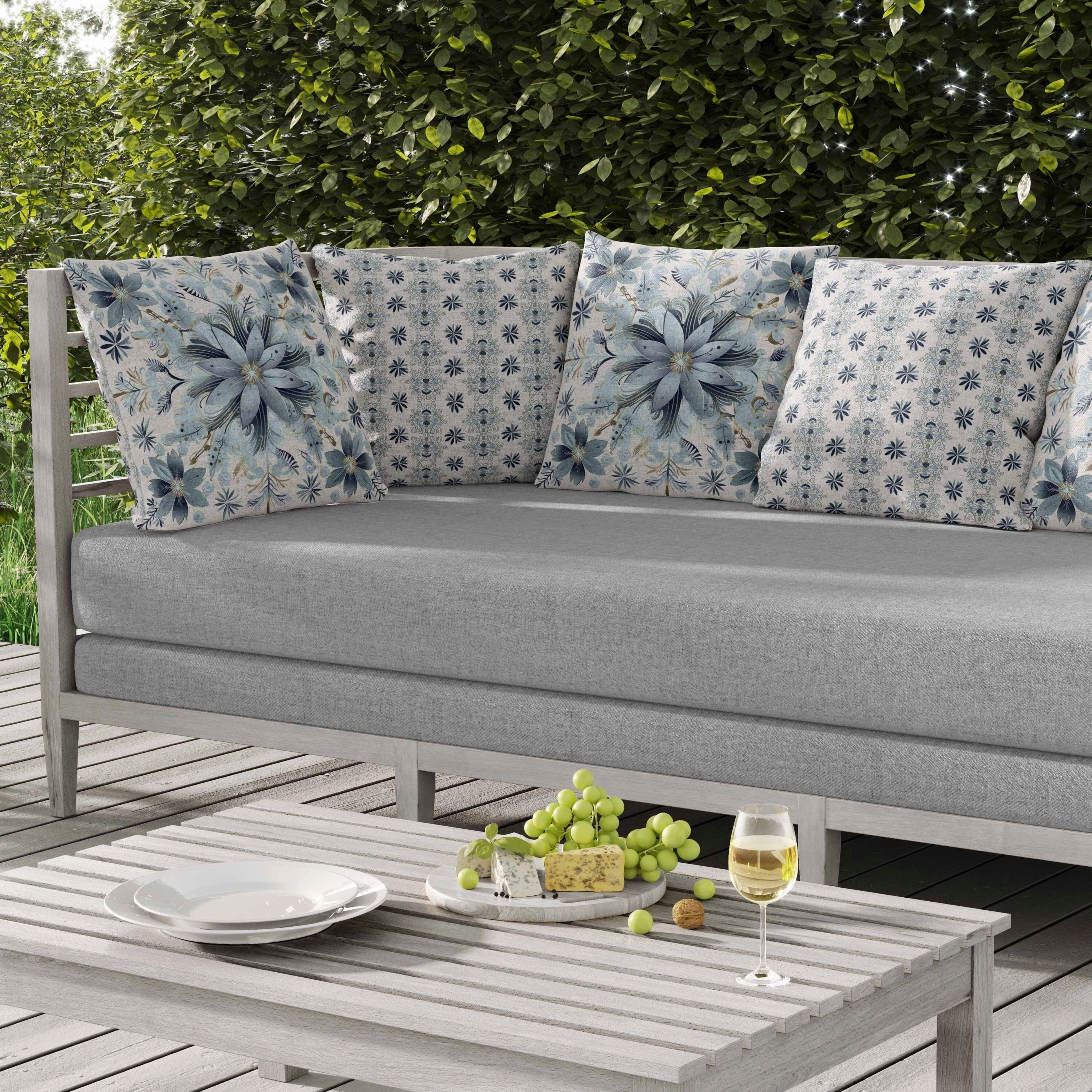 Snowy Crest Indoor/Outdoor Reversible Throw Pillow White and Steel