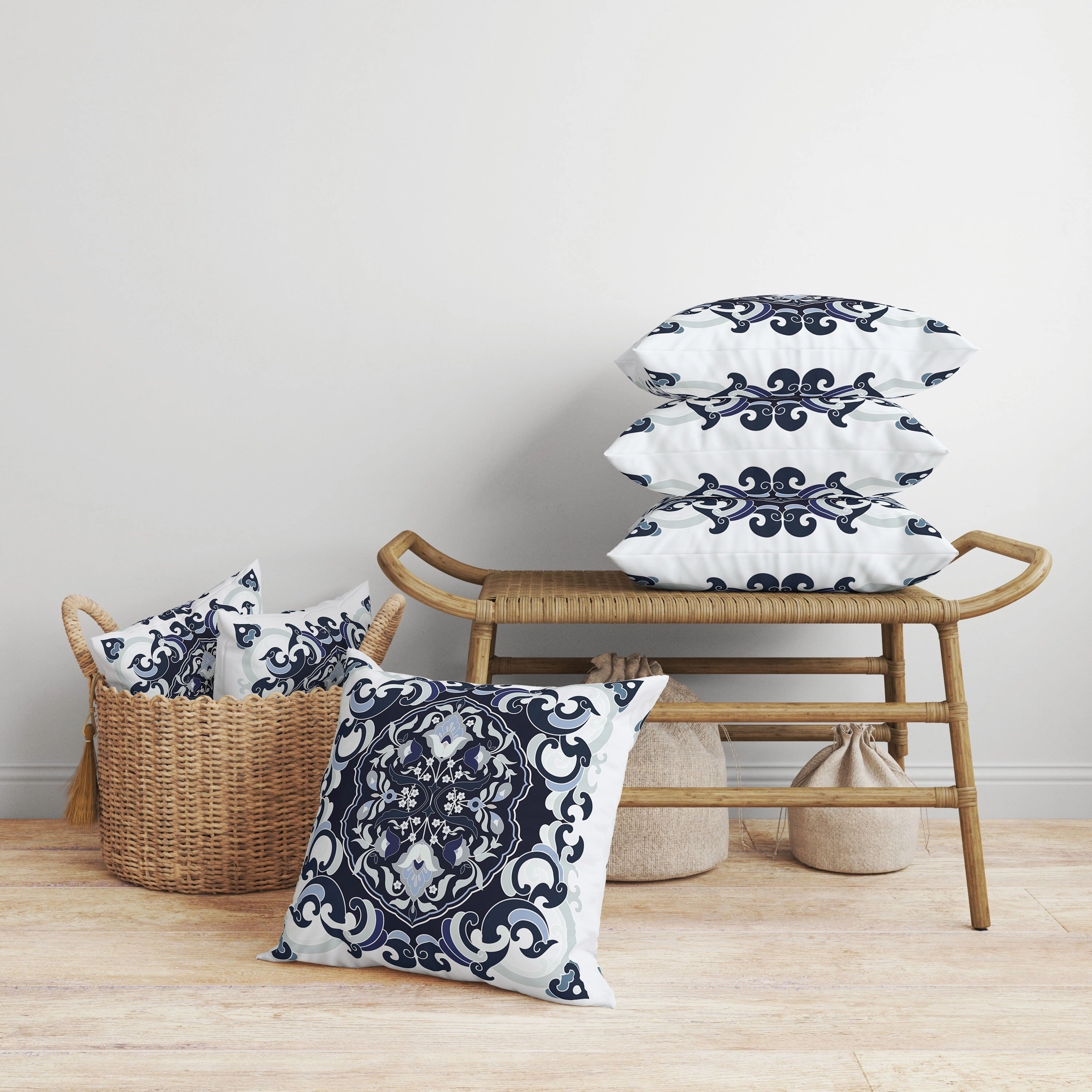 Soft Square Escape Faux Suede Reversible Throw Pillow Blue and Mint