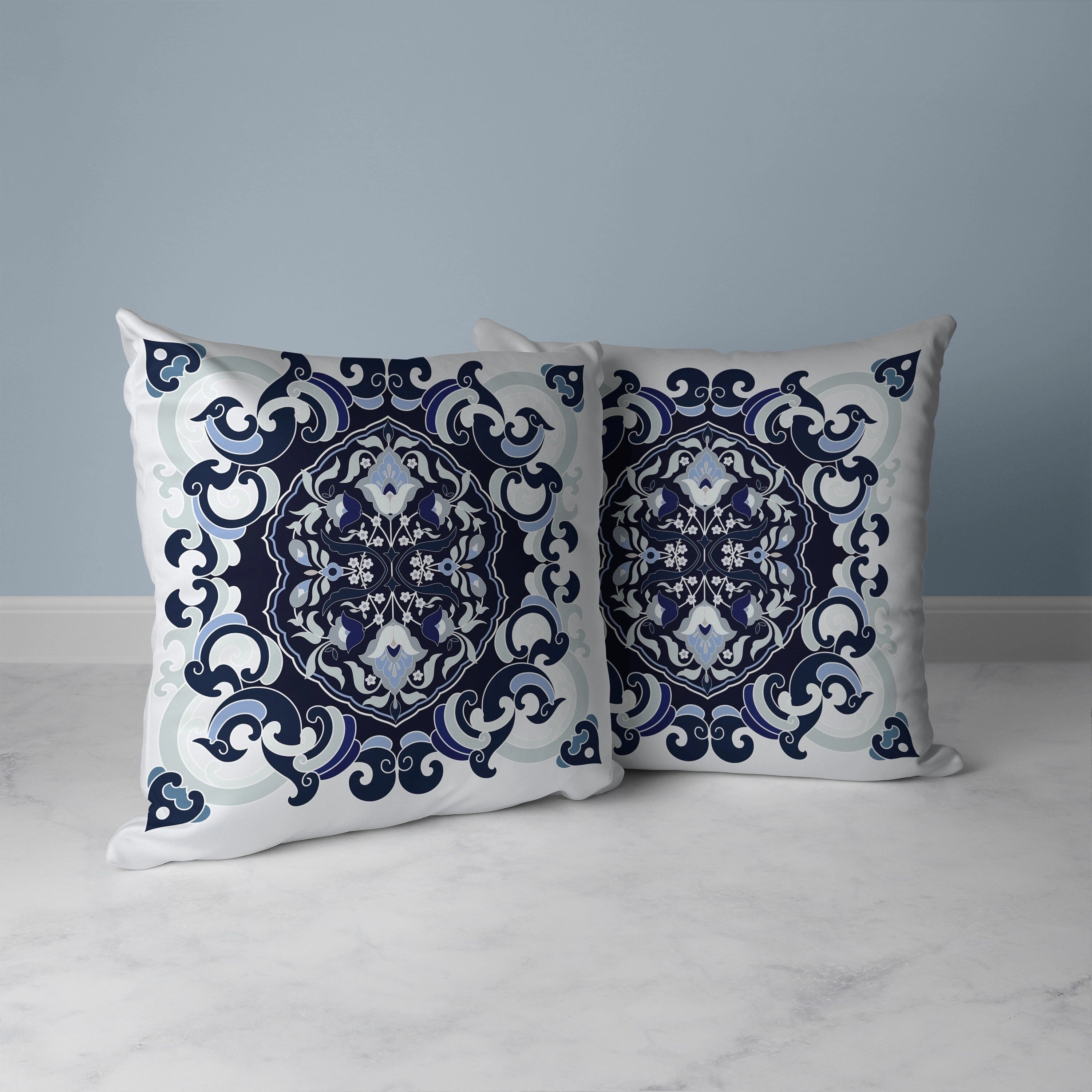 Soft Square Escape Faux Suede Reversible Throw Pillow Blue and Mint