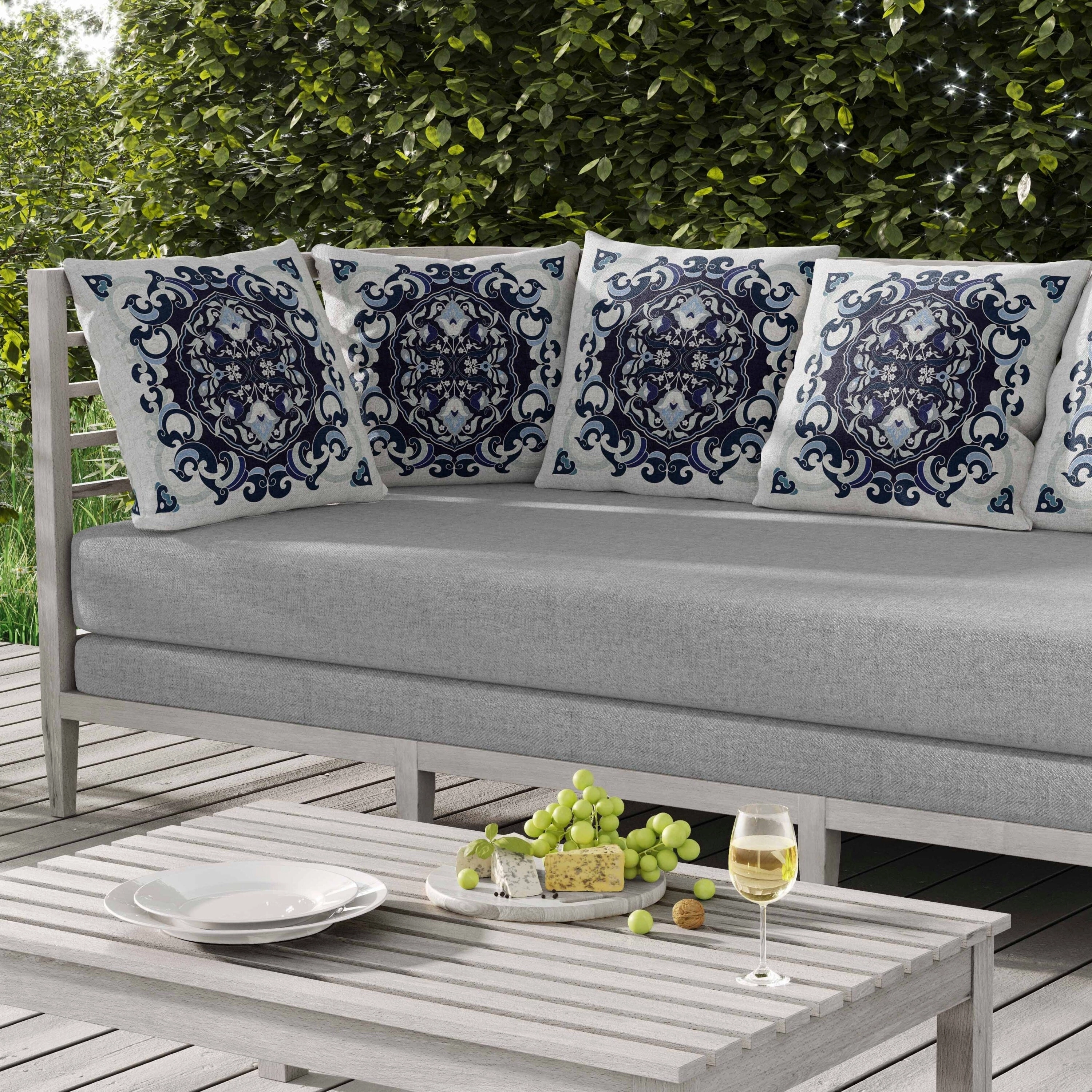 Soft Square Escape Indoor/Outdoor Reversible Throw Pillow Blue and Mint