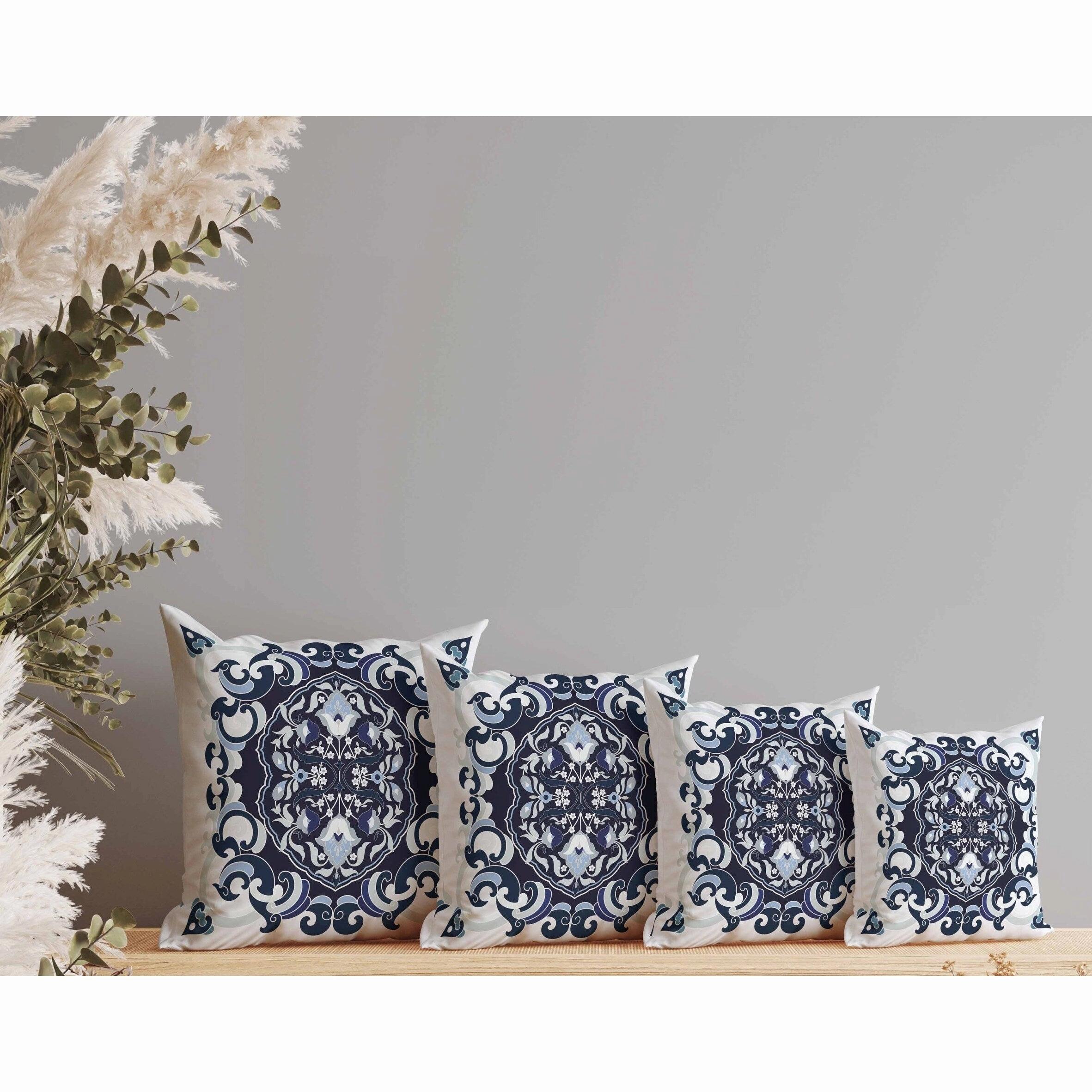 Soft Square Escape Indoor/Outdoor Reversible Throw Pillow Blue and Mint