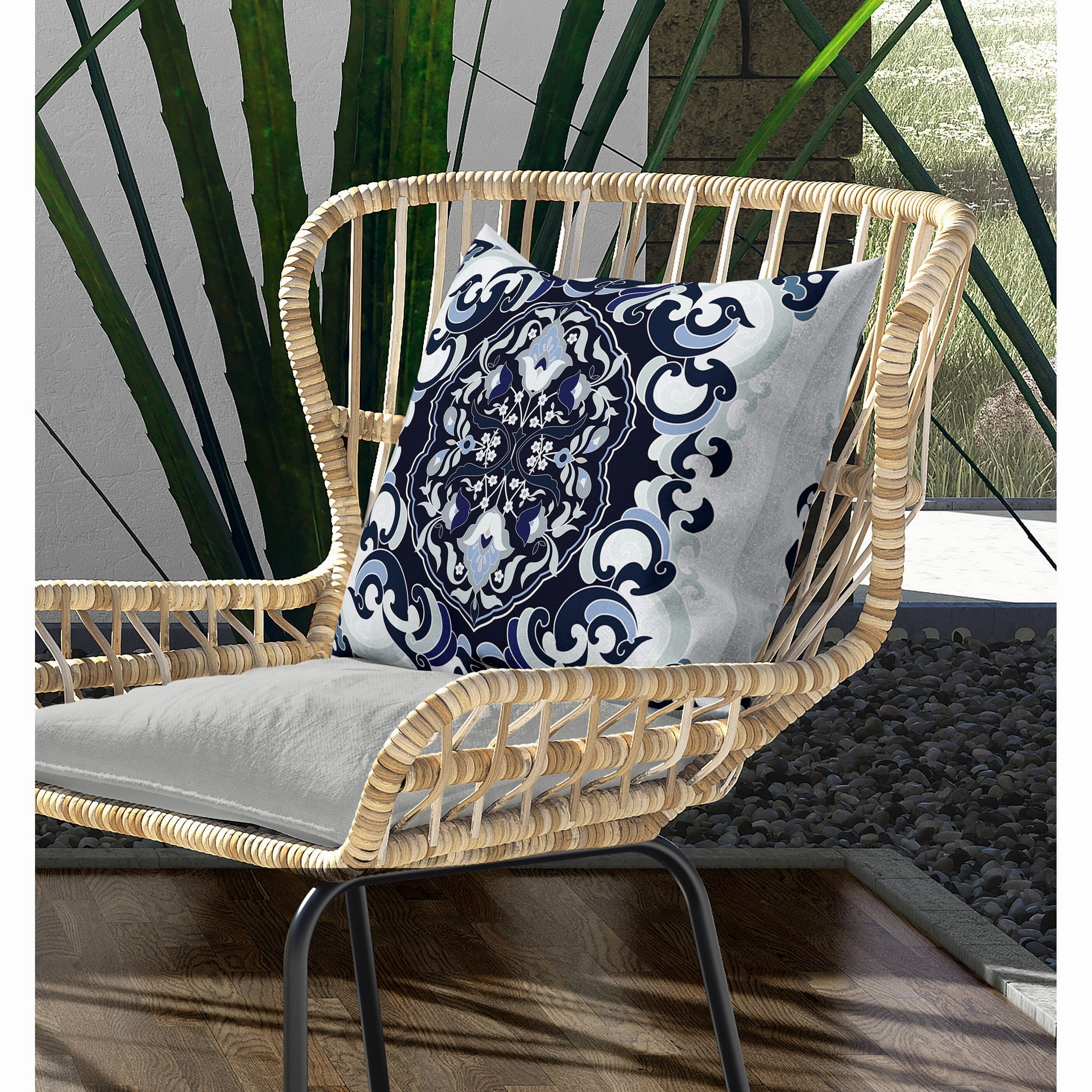 Soft Square Escape Indoor/Outdoor Reversible Throw Pillow Blue and Mint