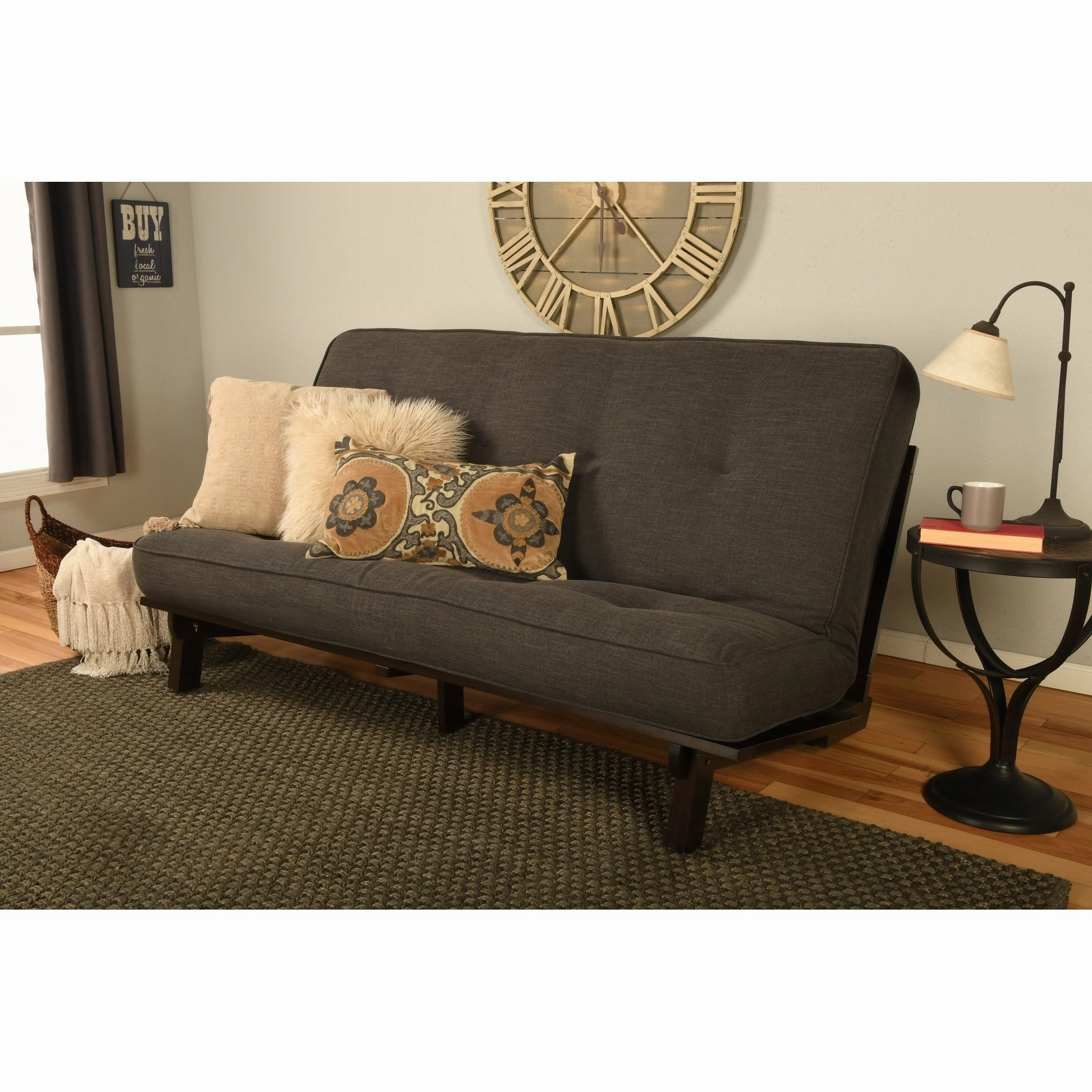 Somette Carson Full-size Futon Set in Java Finish with Linen Mattress